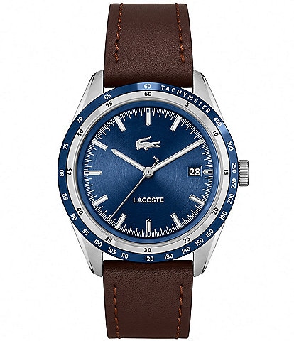 Lacoste Men\'s Apext Dillard\'s Quartz Strap Watch Leather | Chronograph Black