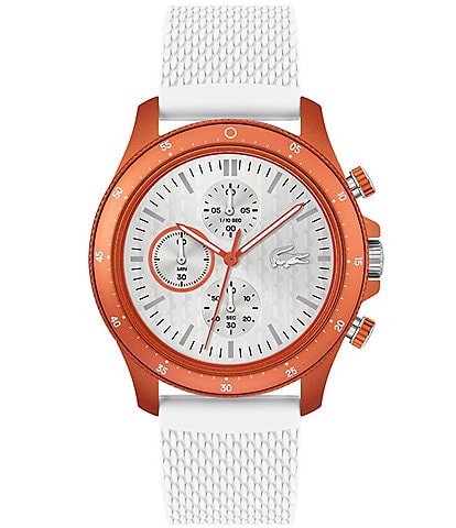 Lacoste Men's Neoheritage Chronograph White Silicone Strap Watch