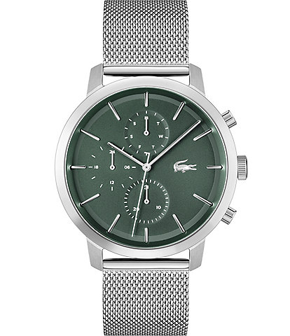 Lacoste Men's Replay Chronograph Silver Stainless Steel Mesh Bracelet Watch