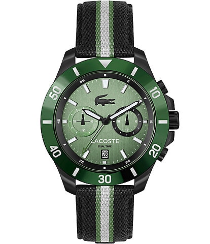 Lacoste Men's Toranga Dual Time Black Nylon Strap Watch