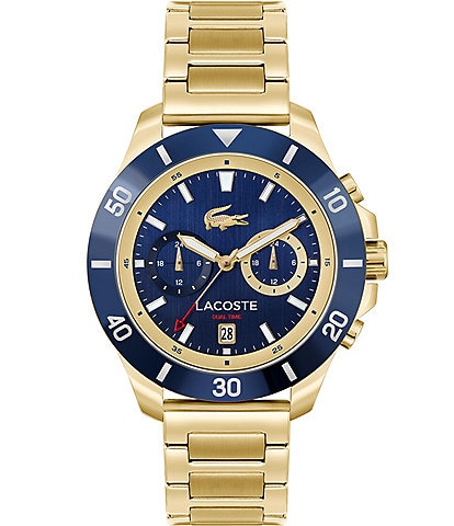 Lacoste Men's Toranga Dual Time Gold Tone Stainless Steel Bracelet Watch