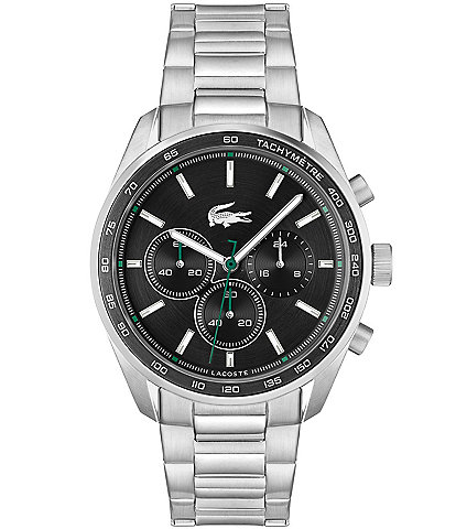 Lacoste Men's Vancouver Chronograph Black Dial Stainless Steel Bracelet Watch