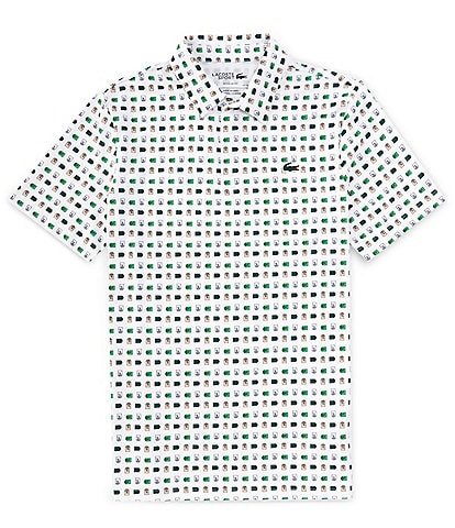 Lacoste Performance Stretch Printed Short Sleeve Polo Shirt