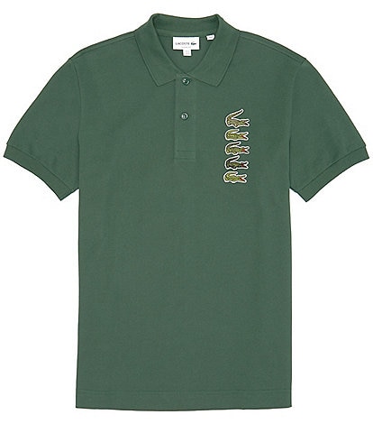 Lacoste Pique Stacked Croc Logo Short Sleeve Polo Shirt
