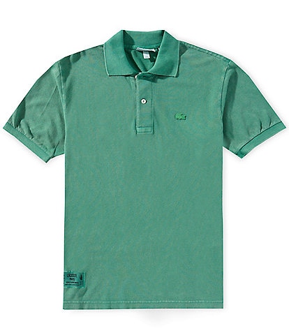 Lacoste Solid Washed Effect Pique Short Sleeve Polo Shirt