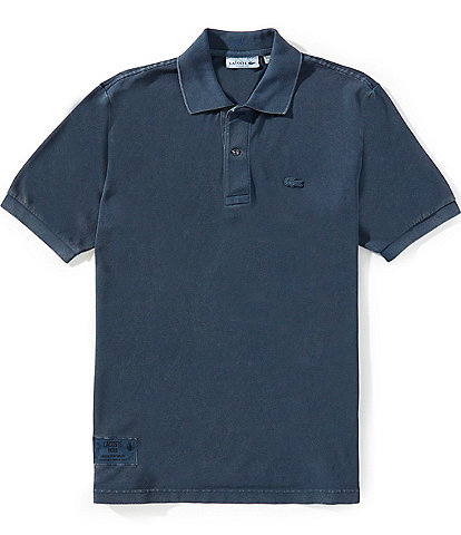 Lacoste Solid Washed Effect Pique Short Sleeve Polo Shirt