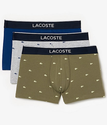 Lacoste Solid/Printed 2.7#double; Inseam Boxer Briefs 3-Pack