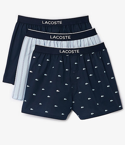 Lacoste Solid/Printed 3#double; Inseam Boxer Briefs 3-Pack