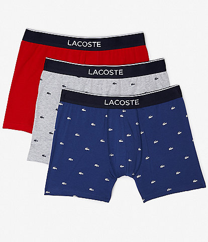 Lacoste Solid/Printed 5" Inseam Boxer Briefs 3-Pack