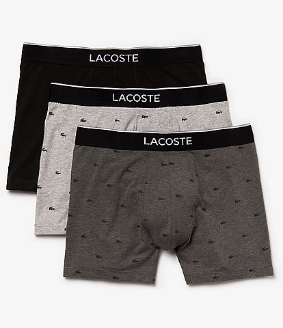 Lacoste Solid/Printed 5#double; Inseam Boxer Briefs 3-Pack