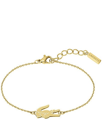 Lacoste Women's Crocodile Yellow Gold IP Line Bracelet