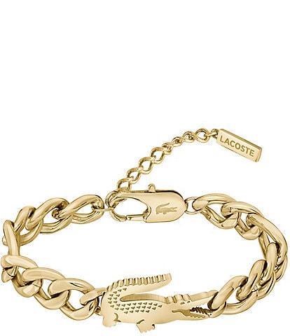 Lacoste Women's Crocodile Yellow IP Gold Line Bracelet