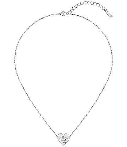 Lacoste Women's Love My Crocodile Heart Stainless Steel Short Pendant Necklace