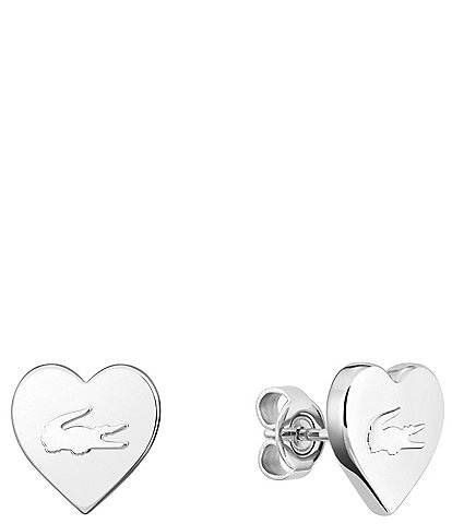 Lacoste Women's Love My Crocodile Heart Stainless Steel Stud Earrings