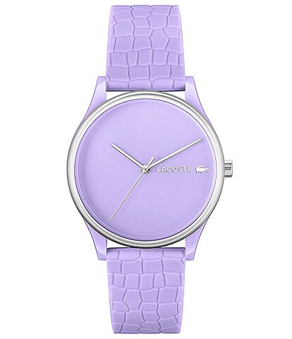 Lacoste Women's Quartz Analog Purple Crocodile-Textured Silicone Strap Watch