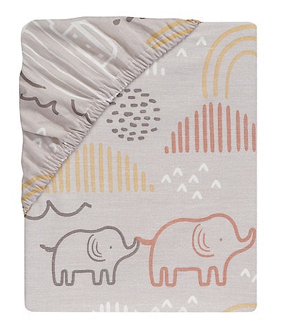 Lambs & Ivy Baby Noah Ark Collection Elephant/Ark/Rainbow Cotton Fitted Crib Sheet
