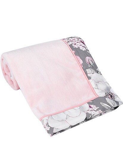 Lambs & Ivy Signature Botanical Baby Pink Watercolor Floral Fleece Baby Blanket