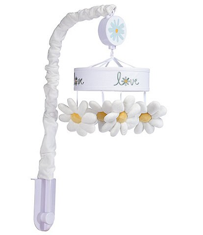 Lambs & Ivy Sweet Daisy Collection White Floral Musical Baby Crib Mobile Soother Toy