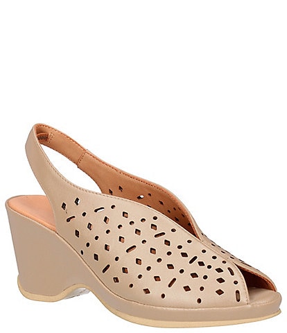 L'Amour Des Pieds Leada Leather Perforated Slingback Wedge Pumps