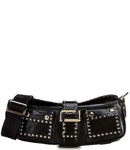 LANCEL Multipocket Leather Studded Shoulder Bag