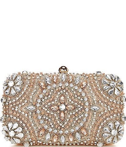 Rose Gold Champagne Crystal Rhinestone Metallic Ruched Satin Embellished Evening  Clutch Bag LAST IN STOCK - Etsy
