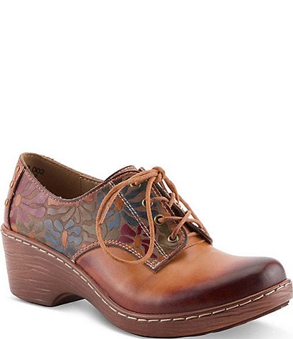 L'ARTISTE Abraxis Leather Floral Painted Oxford Pumps