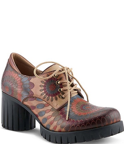 L'ARTISTE Acropolis Hand Painted Leather Platform Oxford Pumps