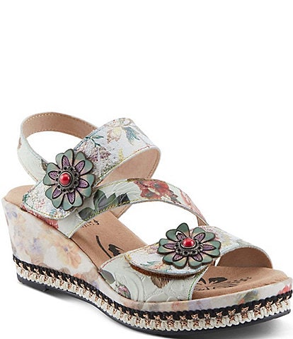L'ARTISTE Blissful Floral Embellished Wedge Sandals