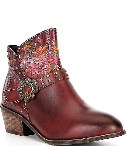 L'ARTISTE Daintylady Leather Floral Embossed Booties