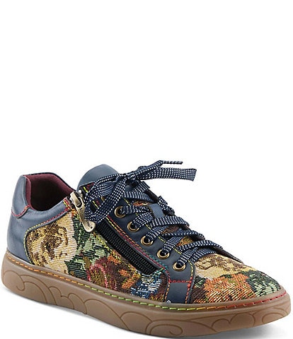 L`ARTISTE Danli Leather and Tapestry Sneakers