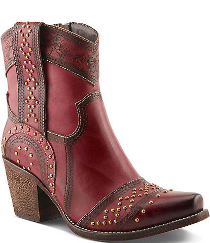 L'ARTISTE Saddleup Leather Western Inspired Studded Booties