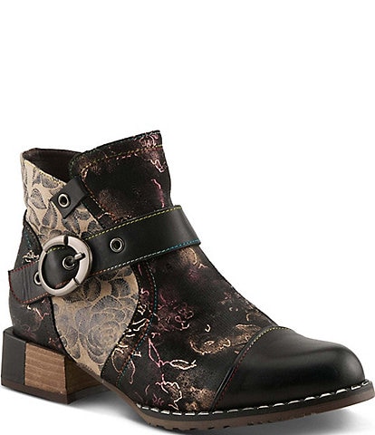L`ARTISTE Sipperb Leather Faux Fur Lined Buckle Strap Hardware Ankle Booties