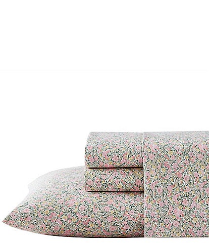 Laura Ashley 200-Thread Count Loveston Floral Cotton Percale Sheet Set