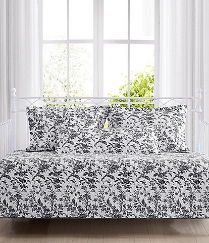 Laura Ashley Amberley Daybed Floral Toile Print Quilt & Sham Set