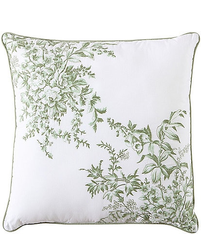 Laura Ashley Bedford Embroidered Floral Cotton Decorative Square Pillow