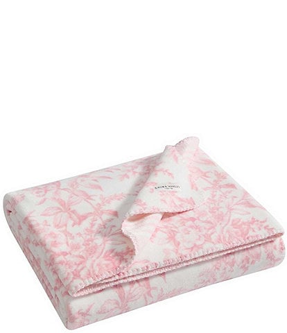 Laura Ashley Bedford Floral Printed Plush Reversible Throw Blanket