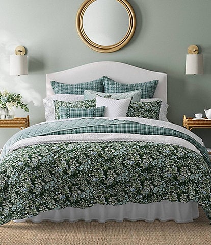 Laura Ashley Bramble Floral Green 7-Piece Reversible Comforter Bonus Set