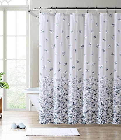 Laura Ashley Flora Cotton Twill Shower Curtain