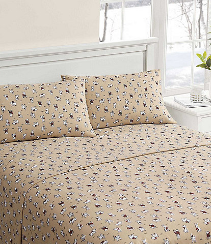 Laura Ashley Holiday Scottie Printed Cotton Flannel Sheet Set