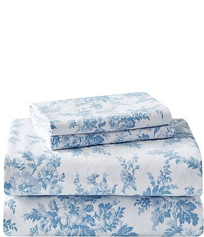 Laura Ashley Vanessa Floral Chinoiserie Flannel Cotton Sheet Set
