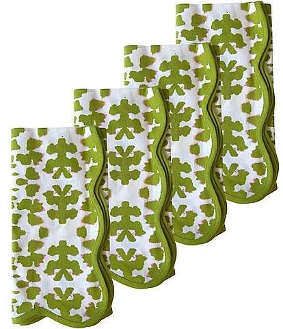 Laura Park Chintz Green Scalloped Dinner Napkin, Set of 4