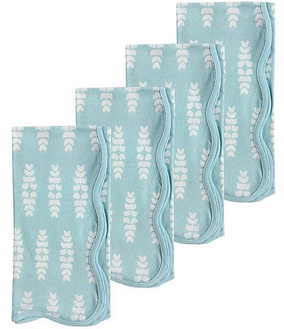 Laura Park Floral Blue Scalloped Dinner Napkin, Set of 4