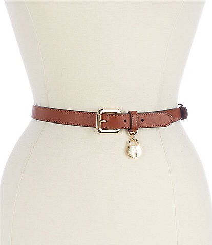 Lauren Ralph Lauren .75#double; Double-Buckle Skinny Leather Belt