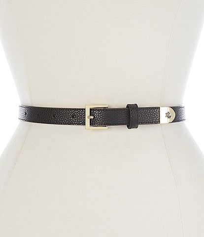 Lauren Ralph Lauren .75#double; Logo Tip Pebble Leather Belt