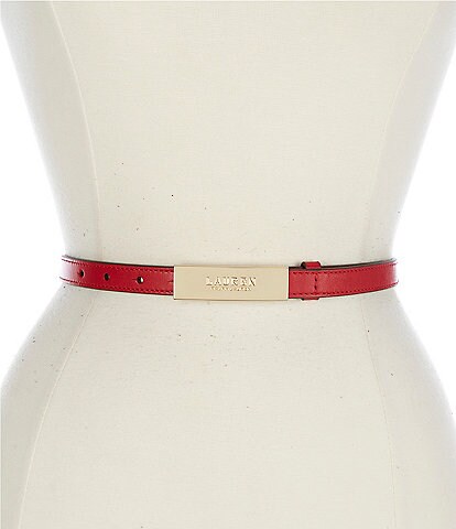 Lauren Ralph Lauren .5#double; Logo Leather Skinny Belt