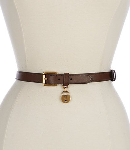 Lauren Ralph Lauren 0.75#double; Leather Double Buckle Skinny Belt