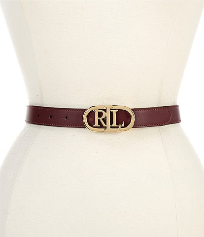 Lauren Ralph Lauren 0.75" Logo Reversible Leather Skinny Belt