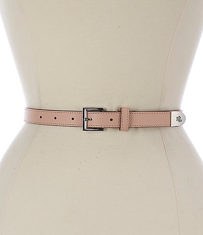 Lauren Ralph Lauren 0.75#double; Pebbled Leather Skinny Belt