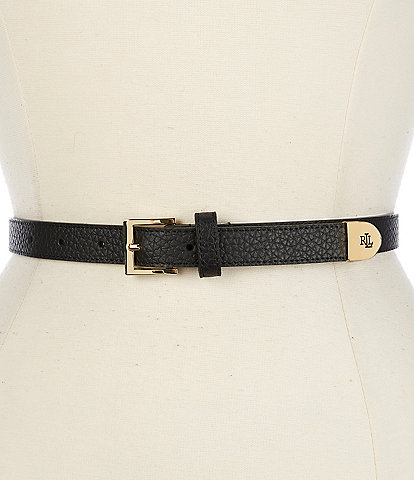Lauren Ralph Lauren 0.75#double; Pebbled Leather Skinny Belt