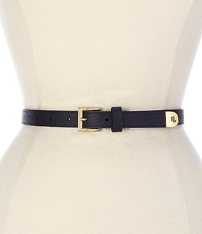 Lauren Ralph Lauren 0.75" Pebbled Leather Skinny Belt